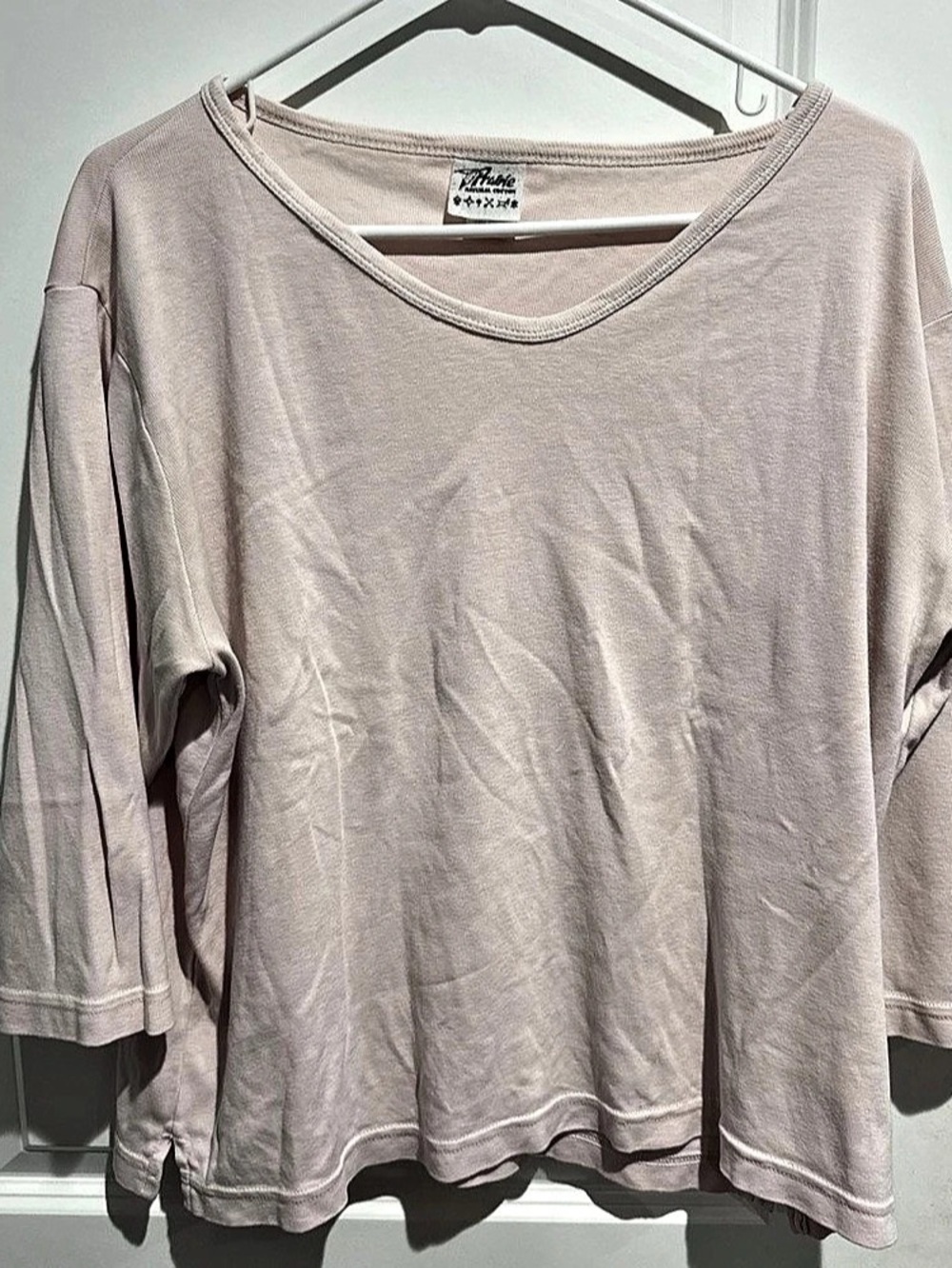 VTG Prairie Natural Cotton Pink V-Neck Top Medium Made